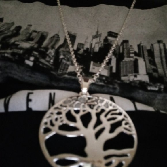 New 32" Hot Silver Plated Big Energy Tree Necklace - Picture 2 of 5